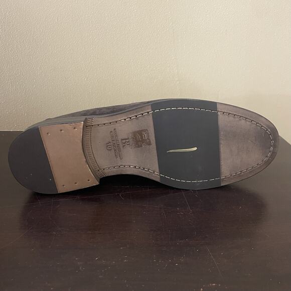 BANANA REPUBLIC Men's Suede Loafers Dark Gray/Brown Shoes - Picture 7 of 8